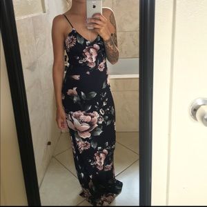 Windsor Navy Blue Flowers Maxi Dress